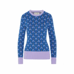 Original Penguin Women's Jacquard Floral Golf Jumper In Nautical Blue