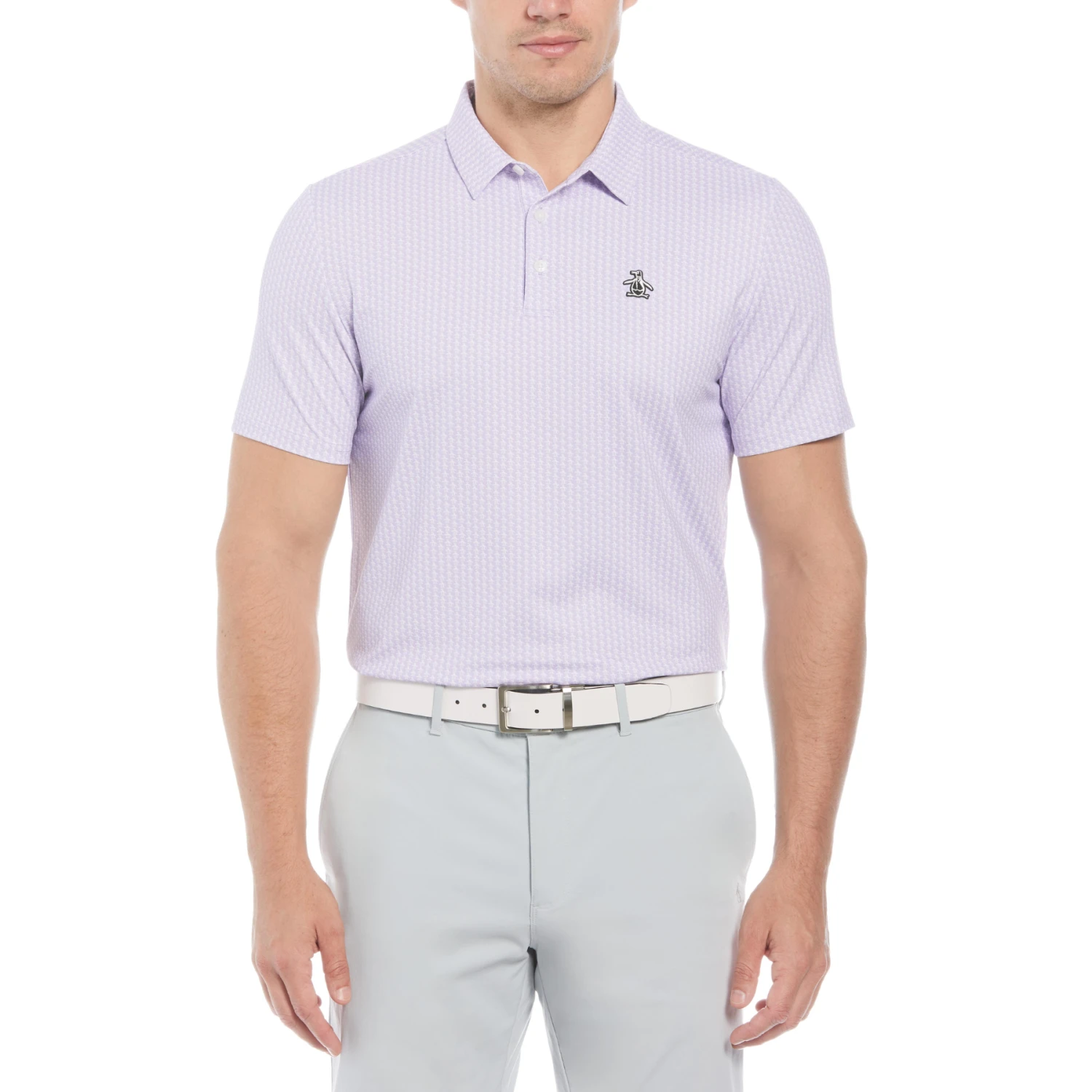 Original Penguin All-Over Pete Print Golf Polo Shirt In Lavender 3 Original Penguin All-Over Pete Print Golf Polo Shirt In Lavender