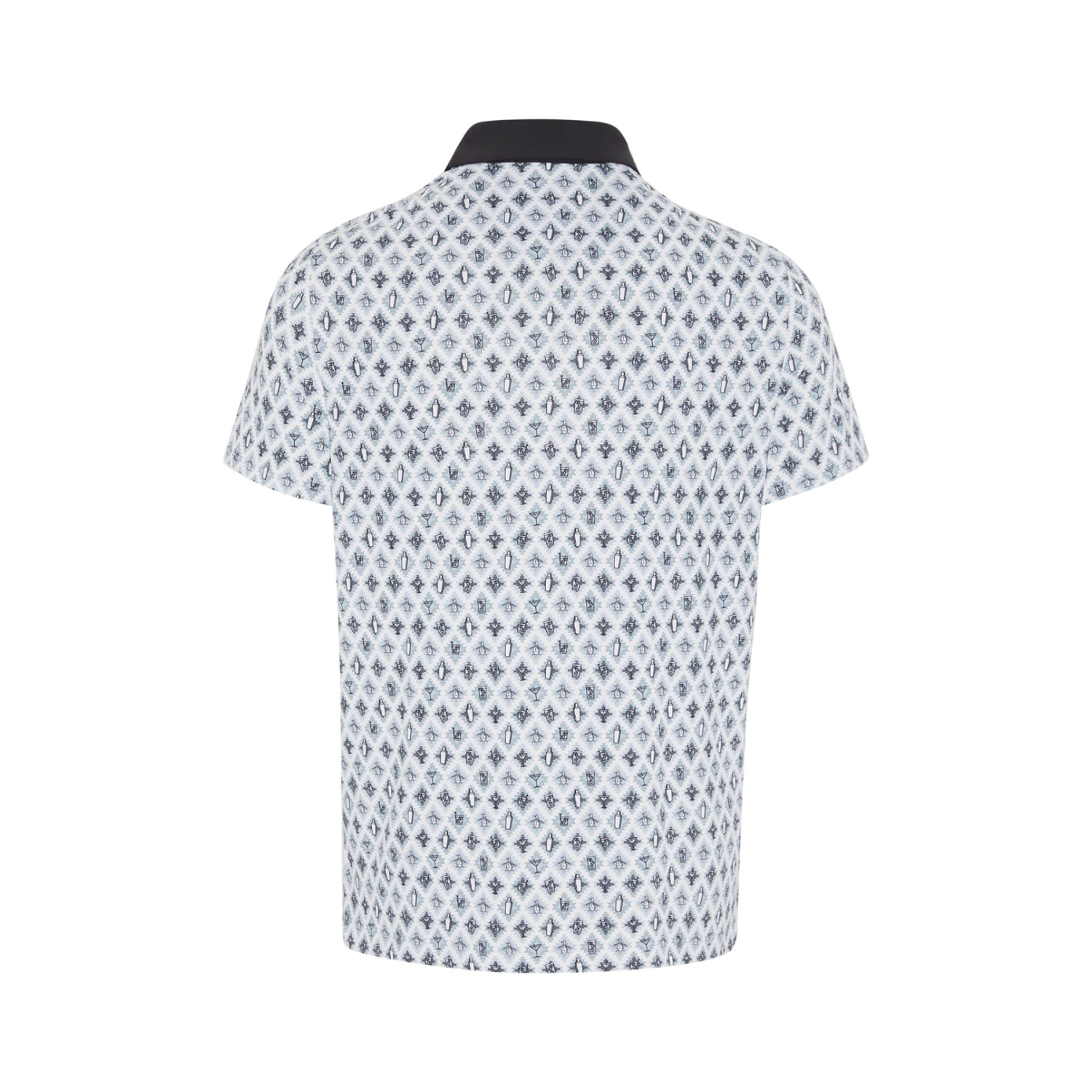 Original Penguin All-Over Atomic Cocktail Print Short Sleeve Golf Polo Shirt In Caviar 4 Original Penguin All-Over Atomic Cocktail Print Short Sleeve Golf Polo Shirt In Caviar - Image 2