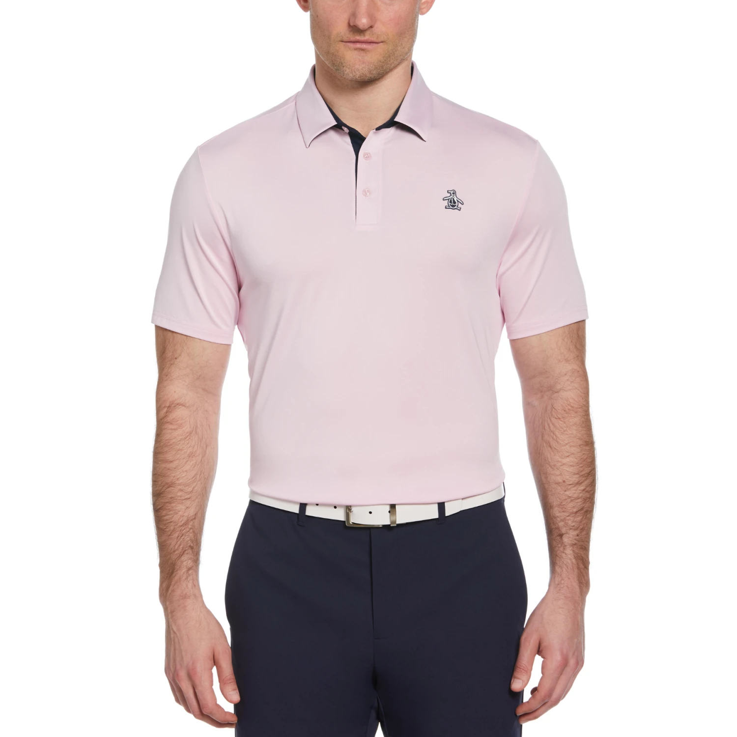 Original Penguin Original Block Design Short Sleeve Golf Polo Shirt In Gelato Pink 2 Original Penguin Original Block Design Short Sleeve Golf Polo Shirt In Gelato Pink