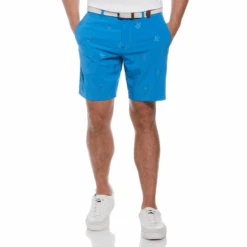 Original Penguin Pete Embroidered Golf Shorts In Mediterranian Blue