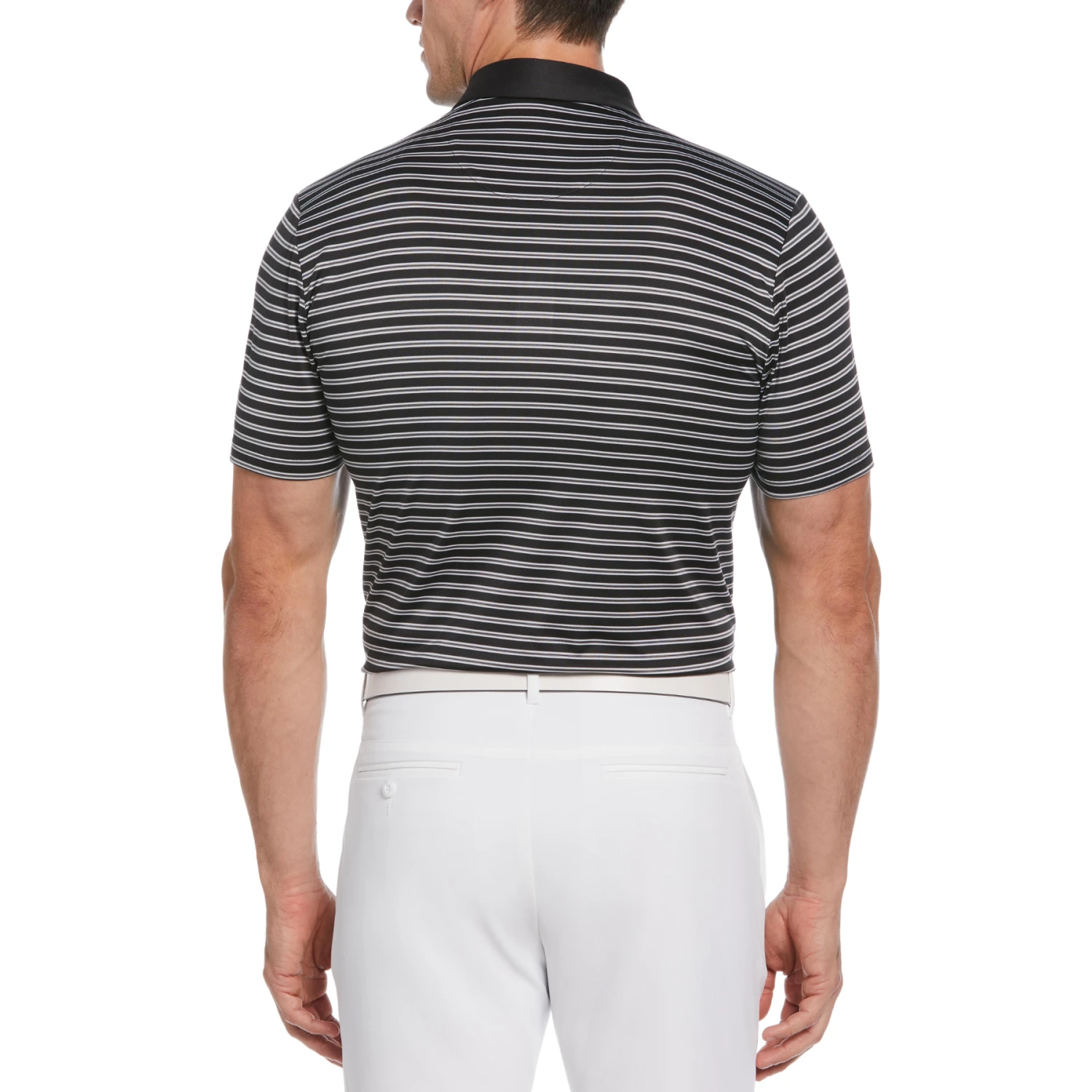 Original Penguin Heritage Stripe Solid Collar Short Sleeve Polo Shirt In Caviar 4 Original Penguin Heritage Stripe Solid Collar Short Sleeve Polo Shirt In Caviar - Image 2
