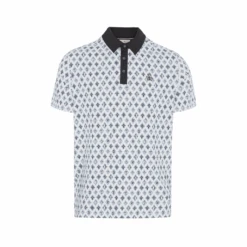 Original Penguin All-Over Atomic Cocktail Print Short Sleeve Golf Polo Shirt In Caviar