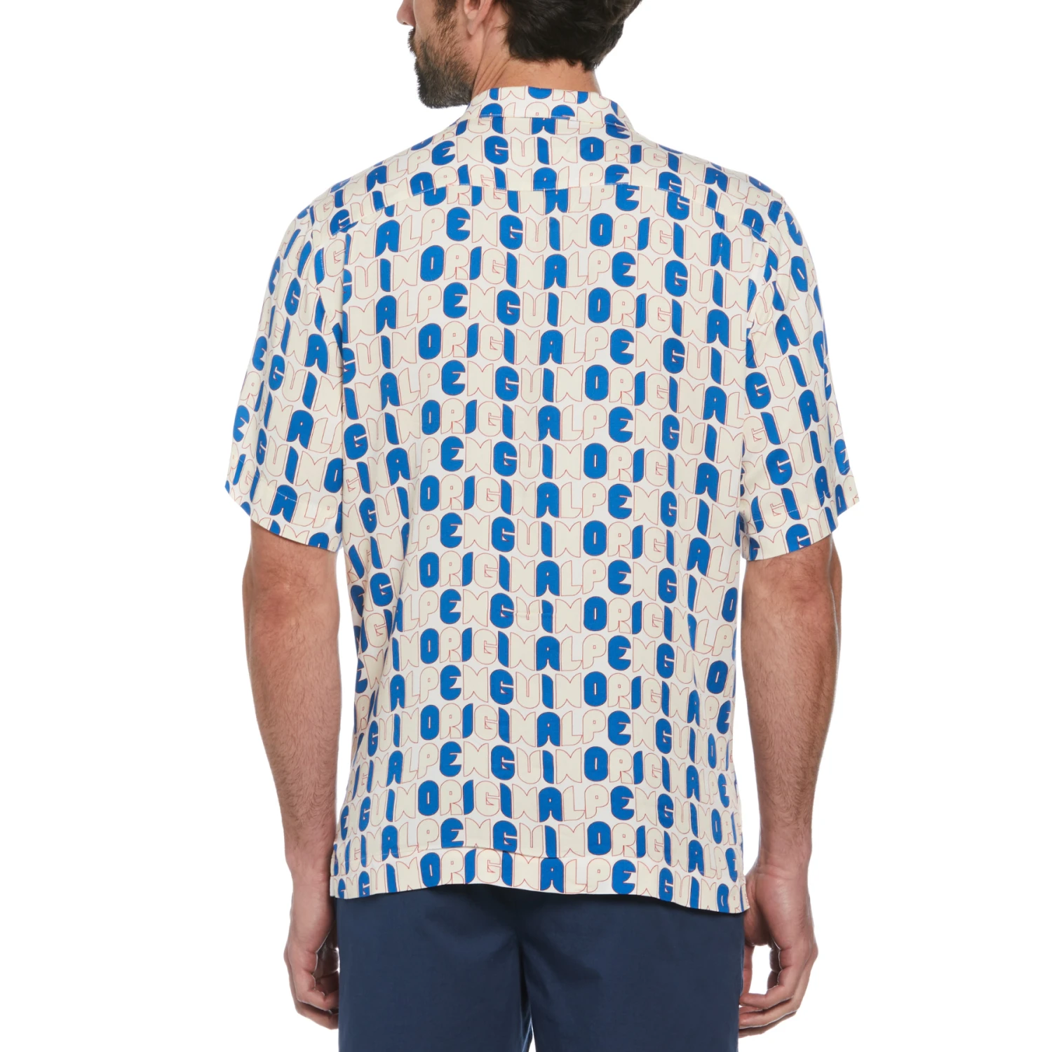 Original Penguin Embroidered Pete Short Sleeve Shirt With Camp Collar In Bright White 4 Original Penguin Embroidered Pete Short Sleeve Shirt With Camp Collar In Bright White - Image 2