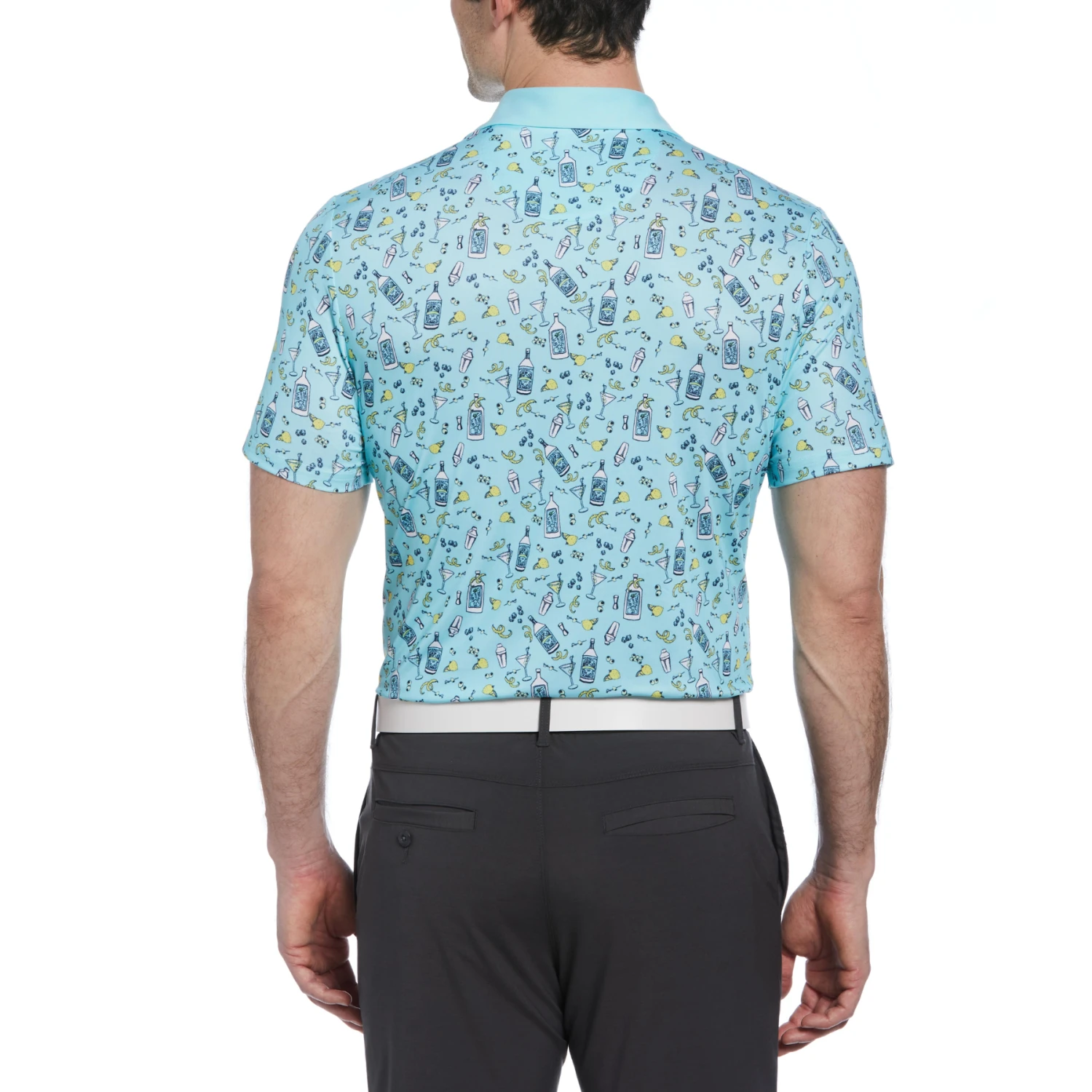 Original Penguin Novelty Martini Print Golf Polo Shirt In Tanager Turquoise 4 Original Penguin Novelty Martini Print Golf Polo Shirt In Tanager Turquoise - Image 2