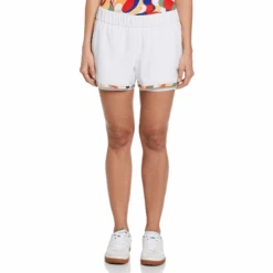 Original Penguin Women's Abstract Print Essential Solid Tennis Short In Bright White