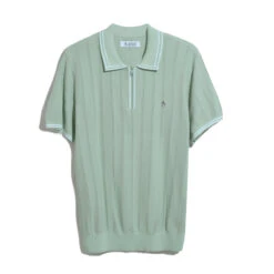Original Penguin Cashmere-Like Cotton Tipped Short Sleeve Polo Shirt Sweater In Silt Green 10 Original Penguin Cashmere-Like Cotton Tipped Short Sleeve Polo Shirt Sweater In Silt Green -Outlet New Polo Shirt Store OPGS2404 330