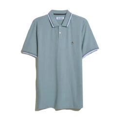 Original Penguin Organic Cotton Pique Short Sleeve Polo Shirt With Tipped Collar In Tourmaline -Outlet New Polo Shirt Store OPKF2620 499