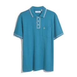 Original Penguin Earl 3D Pete Short Sleeve Polo Shirt In Tahitian Tide -Outlet New Polo Shirt Store OPKM0183 972