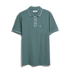 Original Penguin Organic Cotton The Earl Pique Short Sleeve Polo Shirt In Sea Pine -Outlet New Polo Shirt Store OPKS0680 317