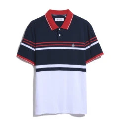 Original Penguin Jacquard Honeycomb Stripe Pattern Short Sleeve Polo Shirt In Bright White -Outlet New Polo Shirt Store OPKS2432 118