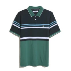 Original Penguin Jacquard Honeycomb Stripe Pattern Short Sleeve Polo Shirt In Antique Green -Outlet New Polo Shirt Store OPKS2432 361