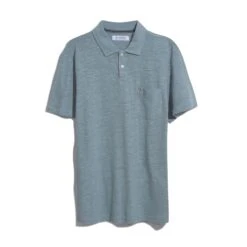 Original Penguin Linen Cotton Slub Short Sleeve Polo Shirt In Tourmaline -Outlet New Polo Shirt Store OPKS2441 499