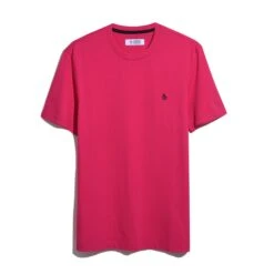 Original Penguin Pin Point Embroidered Pete T-Shirt In Raspberry Sorbet -Outlet New Polo Shirt Store OPKS4903 679