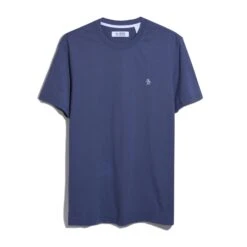 Original Penguin Pin Point Embroidered Pete T-Shirt In Blue Indigo -Outlet New Polo Shirt Store OPKS4903 970