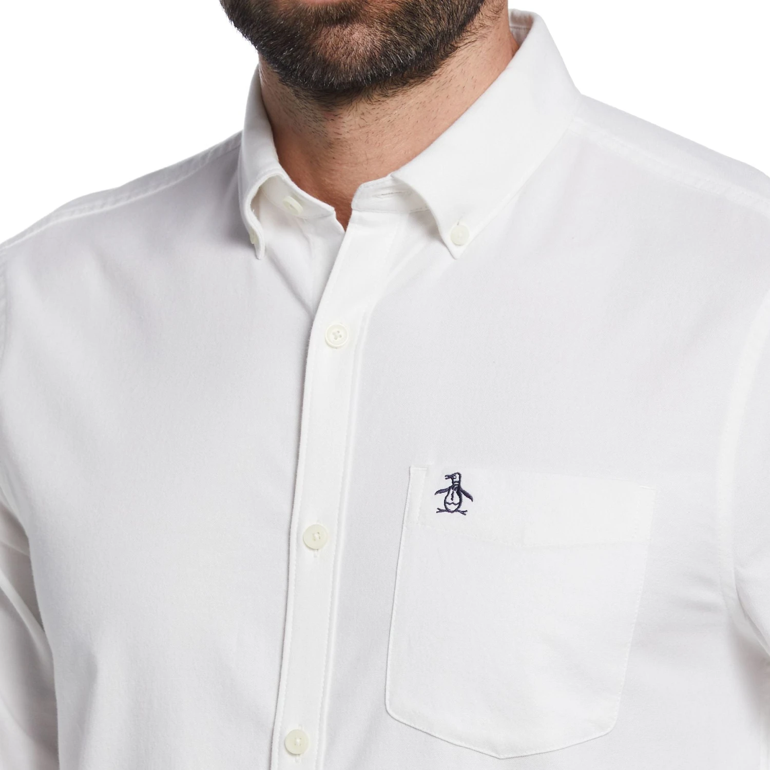 Original Penguin Ecovero Oxford Stretch Shirt In Bright White 5 Original Penguin Ecovero Oxford Stretch Shirt In Bright White - Image 3