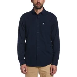 Outlet New Polo Shirt Store 35 Original Penguin Ecovero Oxford Stretch Shirt In Dark Sapphire