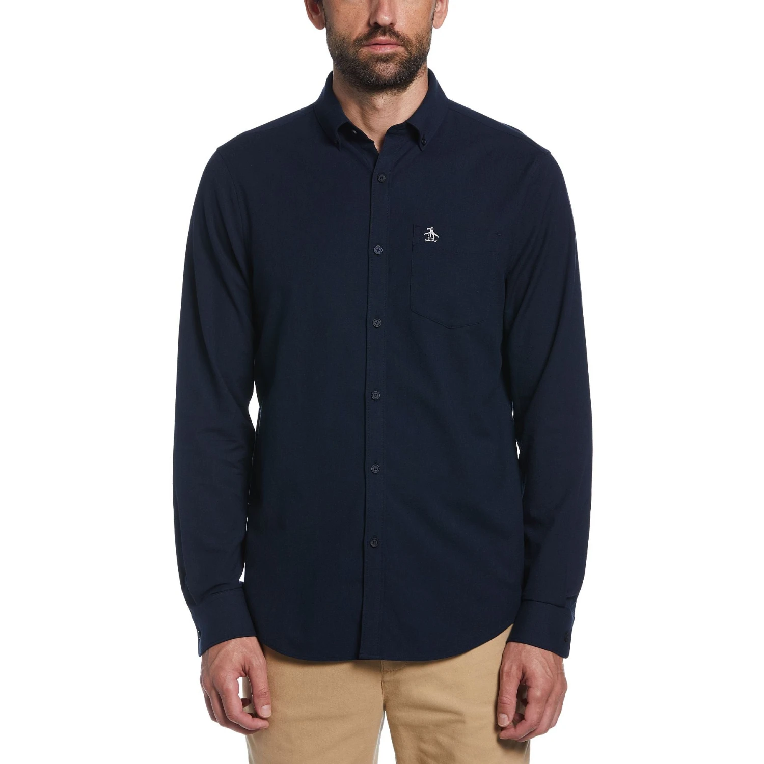 Original Penguin Ecovero Oxford Stretch Shirt In Dark Sapphire 3 Original Penguin Ecovero Oxford Stretch Shirt In Dark Sapphire