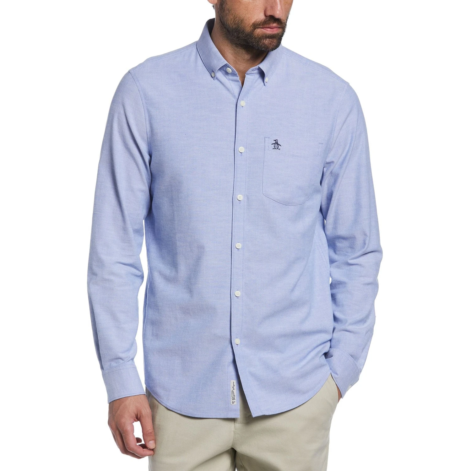 Original Penguin Ecovero Oxford Stretch Shirt In Amparo Blue 3 Original Penguin Ecovero Oxford Stretch Shirt In Amparo Blue