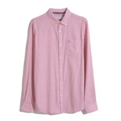 Original Penguin Gingham Print Long Sleeve Shirt In Wild Rose -Outlet New Polo Shirt Store OPWR2410 667