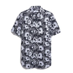 Original Penguin Ecovero Floral Print Short Sleeve Button-Down Shirt In Dark Sapphire -Outlet New Polo Shirt Store OPWS2402 413