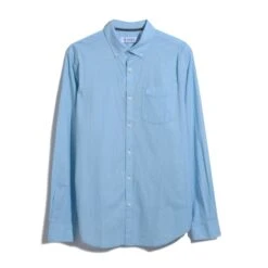 Original Penguin Ecovero Mini Geometric Print Long Sleeve Button-Down Shirt In Aquarius -Outlet New Polo Shirt Store OPWS2405 476