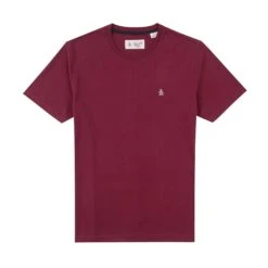 Original Penguin Pin Point Organic Cotton Embroidered Logo T-Shirt In Tawny Port 7 Original Penguin Pin Point Organic Cotton Embroidered Logo T-Shirt In Tawny Port -Outlet New Polo Shirt Store Pinpoint