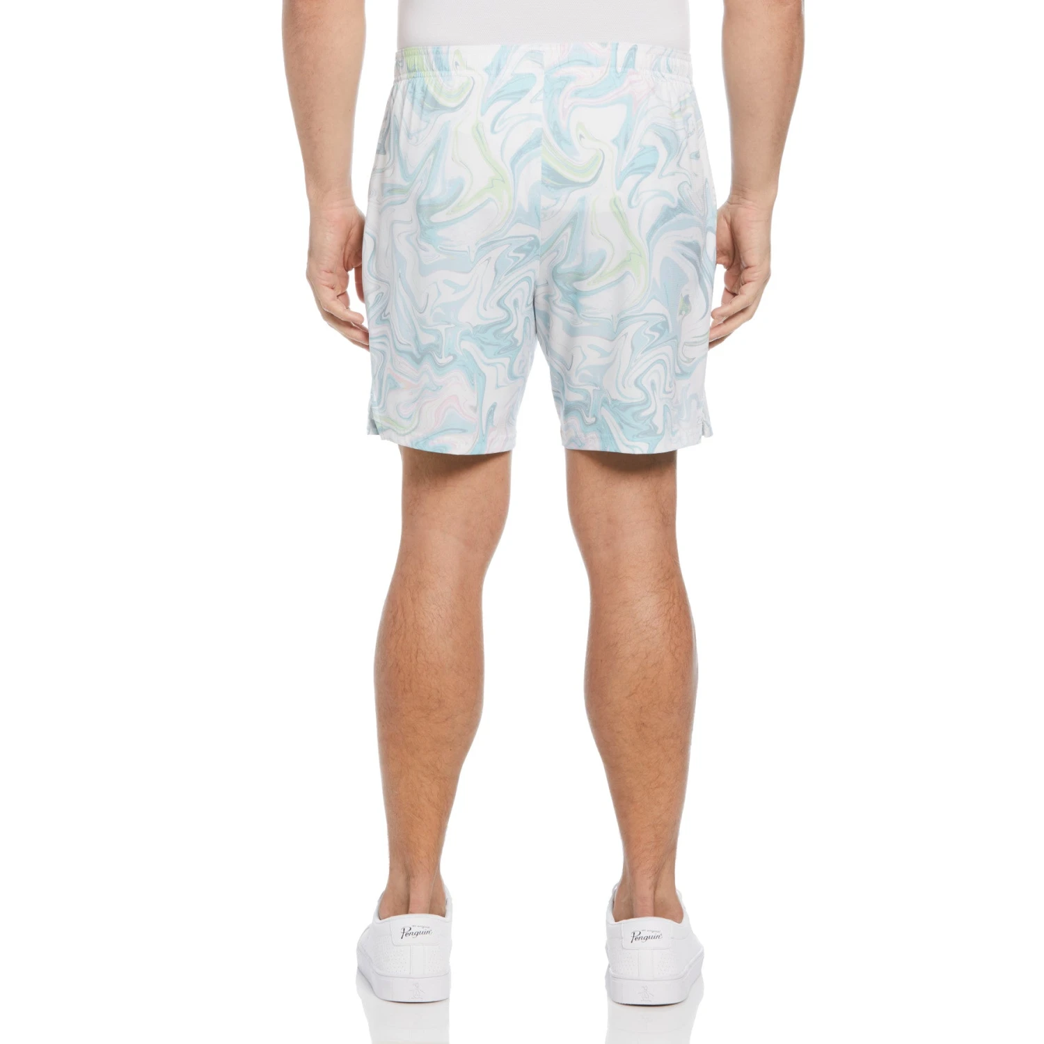 Original Penguin Marble Print Performance Tennis Shorts In Bright White 4 Original Penguin Marble Print Performance Tennis Shorts In Bright White - Image 2