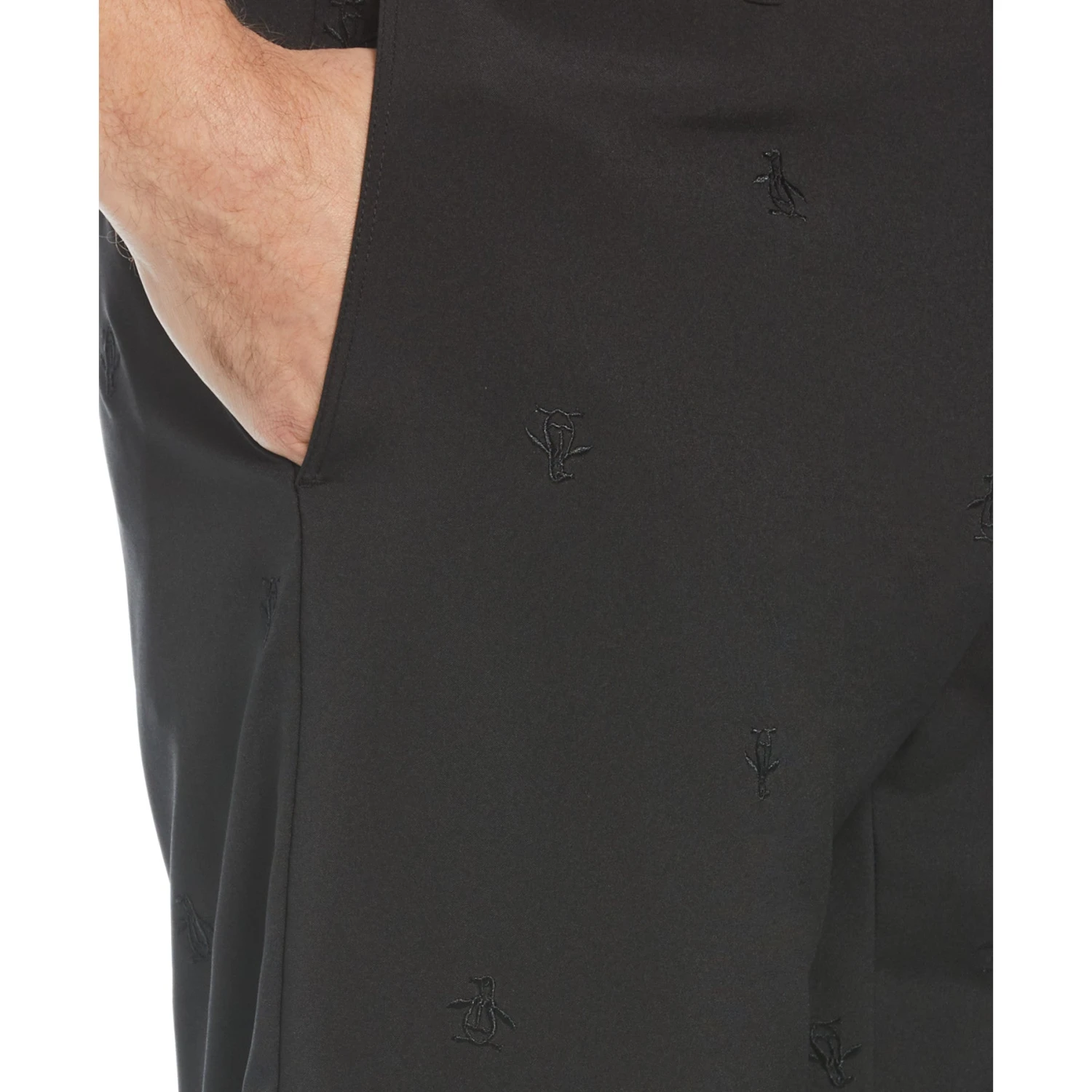 Original Penguin Allover Embroidered Pete 9" Golf Short In Caviar 5 Original Penguin Allover Embroidered Pete 9" Golf Short In Caviar - Image 3