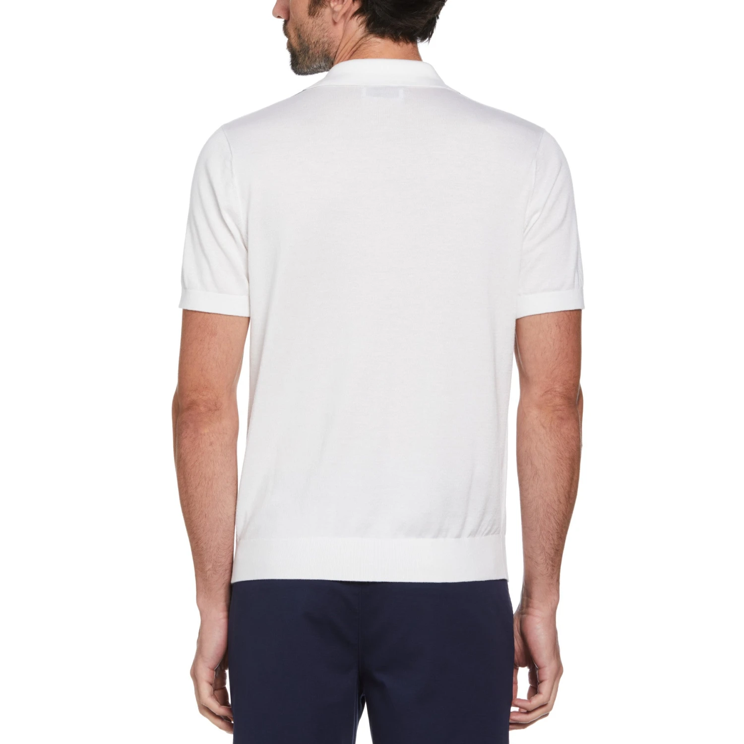 Original Penguin Icons Short Sleeve Textured Vertical Stripe Polo Jumper In Bright White 4 Original Penguin Icons Short Sleeve Textured Vertical Stripe Polo Jumper In Bright White - Image 2