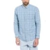 Original Penguin Cotton Indigo Plaid Print Long Sleeve Button-Down Shirt In Spring Lake