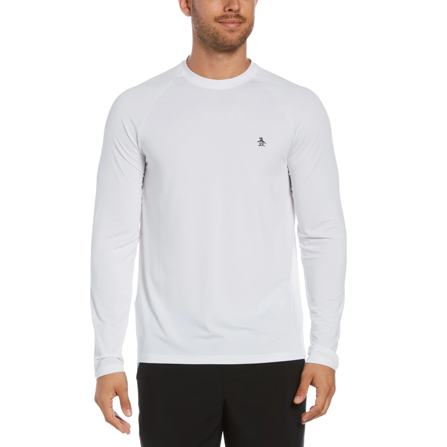 Original Penguin Long Sleeve Raglan Performance Tennis T-Shirt In Bright White 3 Original Penguin Long Sleeve Raglan Performance Tennis T-Shirt In Bright White