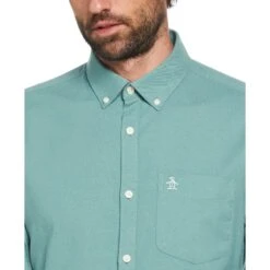 Original Penguin Long Sleeve Stretch Oxford Shirt In Oil Blue -Outlet New Polo Shirt Store dwt07diihkfmw3nlktjr