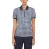 Original Penguin Women's Geometric Print Short Sleeve Golf Polo Shirt With Mesh Inserts In Black Iris -Outlet New Polo Shirt Store ezyi2m6qz4i0r1ymeyat