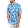 Original Penguin Ecovero Floral Print Short Sleeve Button-Down Shirt In Skydiver