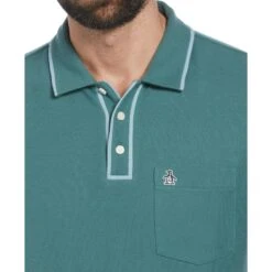 Original Penguin Organic Cotton The Earl Pique Short Sleeve Polo Shirt In Sea Pine -Outlet New Polo Shirt Store hjczi8bp9nt6t8ehicsb