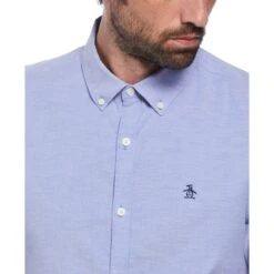 Original Penguin Ecovero Oxford Stretch Short Sleeve Button-Down Shirt In Amparo Blue -Outlet New Polo Shirt Store hubg6jqggsbc9wykfbdx