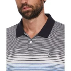 Original Penguin Slub Chest Stripe Ottoman Polo Shirt In Dark Sapphire -Outlet New Polo Shirt Store ibop1p9gvdfbh3evlktv