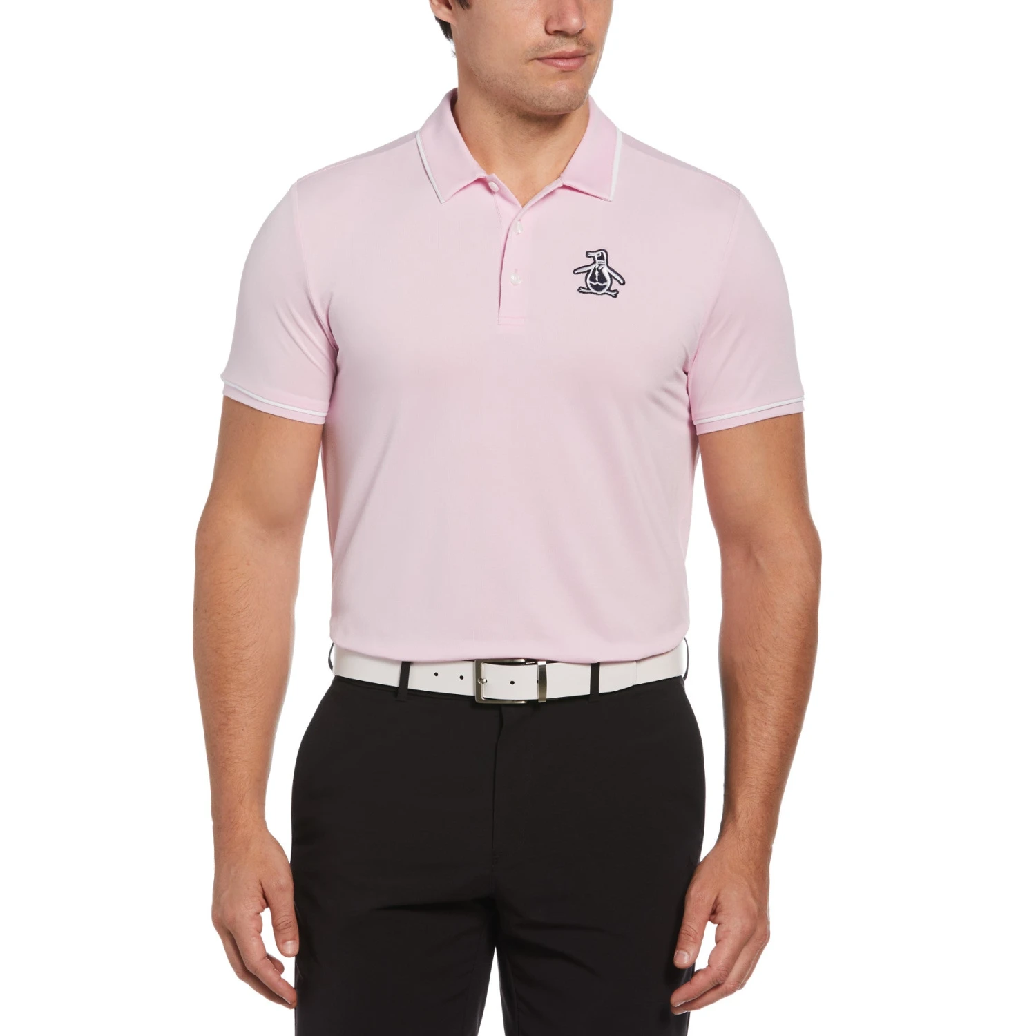Original Penguin Oversized Pete Tipped Short Sleeve Golf Polo Shirt In Gelato Pink 3 Original Penguin Oversized Pete Tipped Short Sleeve Golf Polo Shirt In Gelato Pink