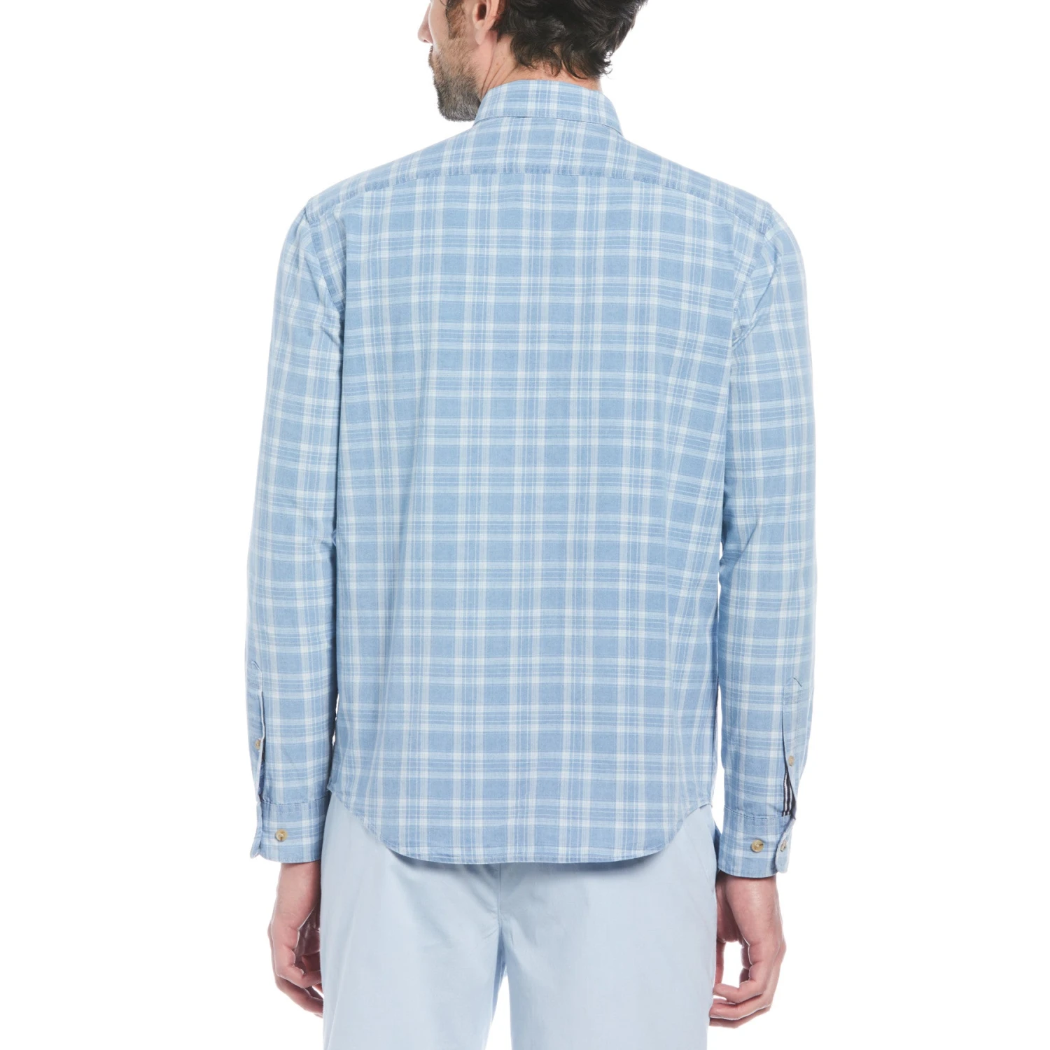 Original Penguin Cotton Indigo Plaid Print Long Sleeve Button-Down Shirt In Spring Lake 4 Original Penguin Cotton Indigo Plaid Print Long Sleeve Button-Down Shirt In Spring Lake - Image 2