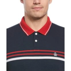 Original Penguin Jacquard Honeycomb Stripe Pattern Short Sleeve Polo Shirt In Bright White -Outlet New Polo Shirt Store ktnsc9k0cifnstcofu3x