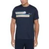 Original Penguin 80S Stripe Graphic Tennis T-Shirt In Black Iris