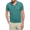 Original Penguin Jacquard Johnny Collar Short Sleeve Polo Shirt Sweater In Sea Pine -Outlet New Polo Shirt Store lktywtxynlecqyshp3xj