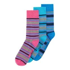 Original Penguin 3 Pack Stripe Design Ankle Socks In Pink And Blue Aqua