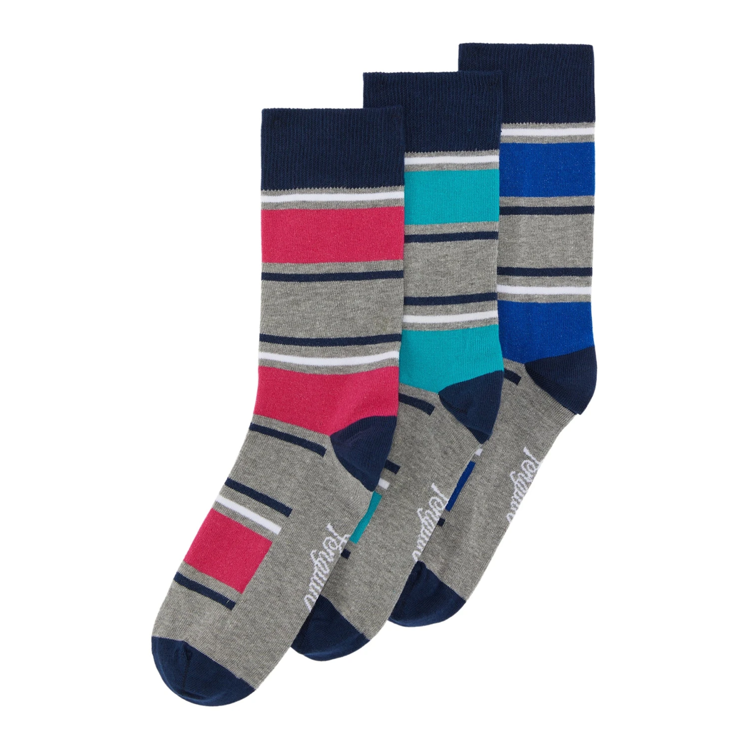 Original Penguin 3 Pack Thick Stripe Design Ankle Socks In Black And Grey 4 Original Penguin 3 Pack Thick Stripe Design Ankle Socks In Black And Grey - Image 2