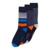 Original Penguin 3 Pack Stripe Design Ankle Socks In Navy, Blue And Orange -Outlet New Polo Shirt Store mspe2262 412 alt7