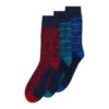 Original Penguin 3 Pack Stripe Design Ankle Socks In Navy, Red And Teal -Outlet New Polo Shirt Store mspe2282 115 alt7