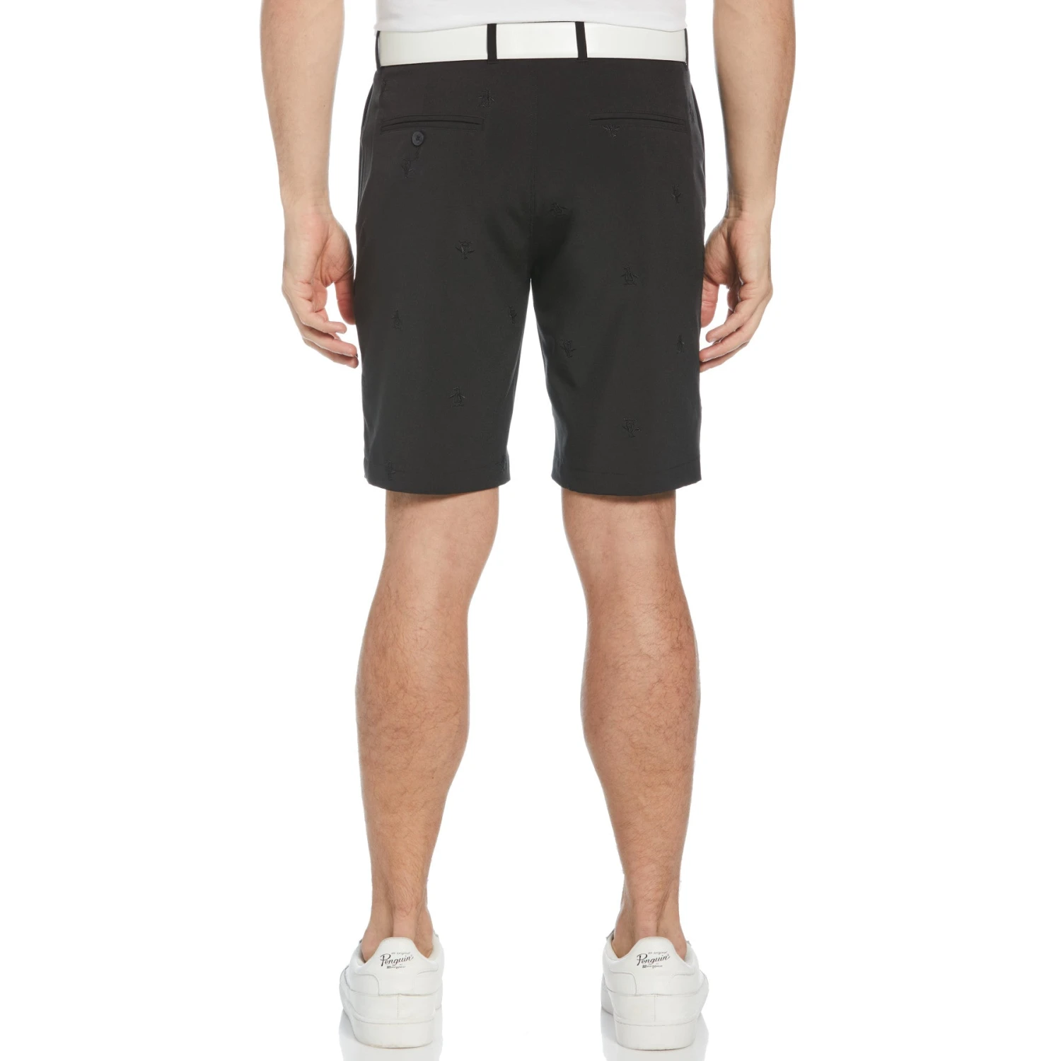 Original Penguin Allover Embroidered Pete 9" Golf Short In Caviar 4 Original Penguin Allover Embroidered Pete 9" Golf Short In Caviar - Image 2