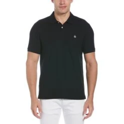 Original Penguin Daddy Organic Cotton Polo Shirt In True Black
