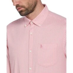 Original Penguin Gingham Print Long Sleeve Shirt In Wild Rose -Outlet New Polo Shirt Store o0ayq5vojite7qxvjoml